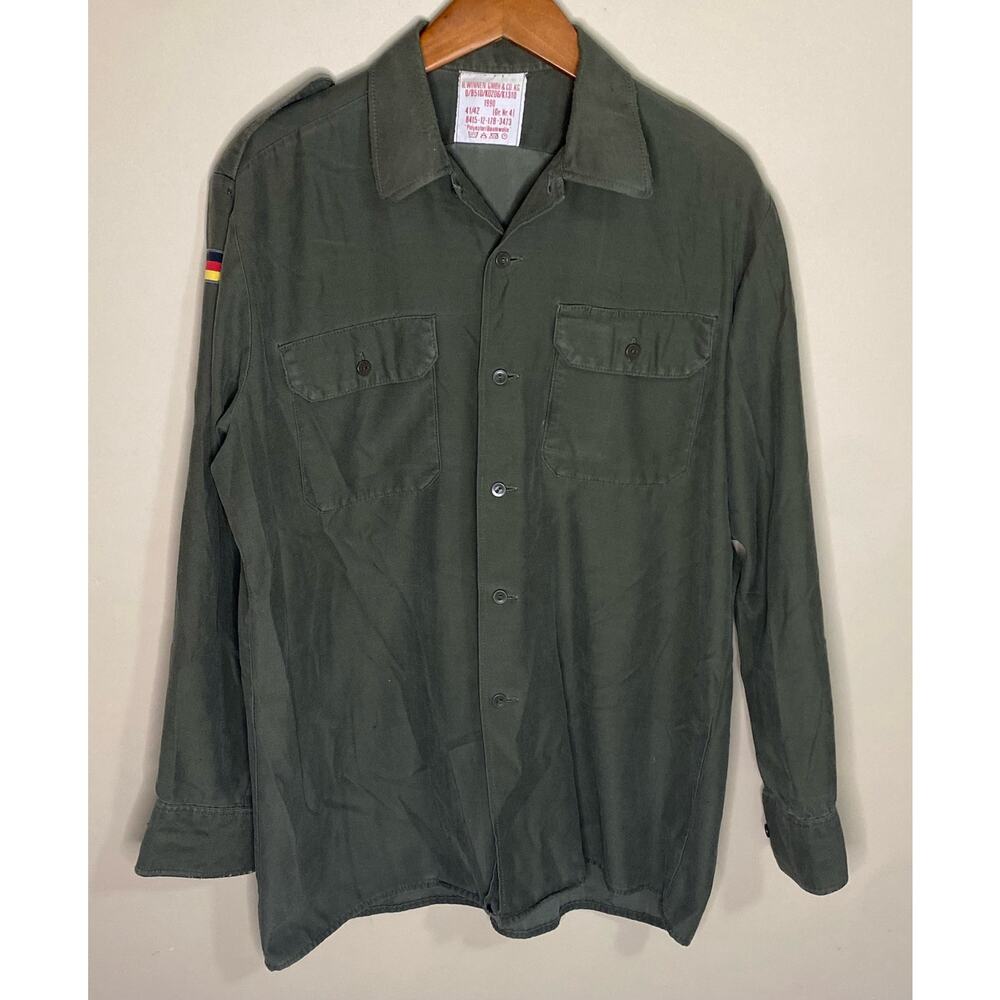 German Military Uniform Shirt 1990 41/42 H. Winnen GMBH & Co. Heavily Used